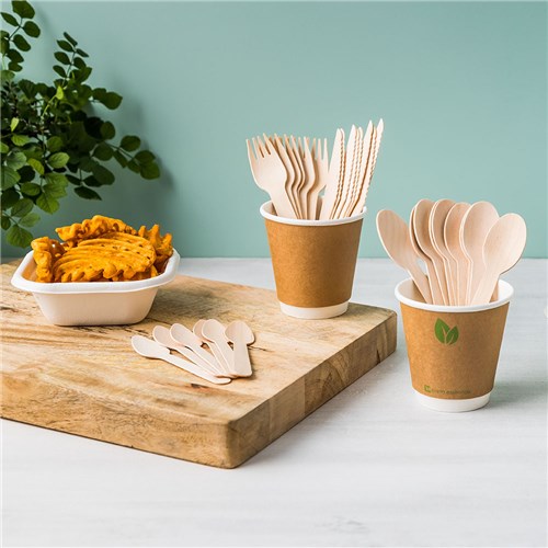 Wooden Dessert Spoon Cutlery Earth Essentials 160mm Pack of 100 -3435047
