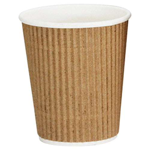 Insulated Paper Cups Vee 237ml/8oz Brown Box of 300