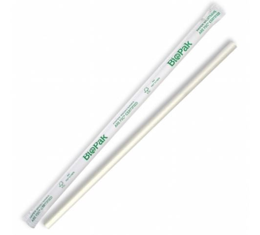 Drinking Straw Paper - BioPak Flexible  6mm x 197mm Individually Wrapped - 2500 per Carton